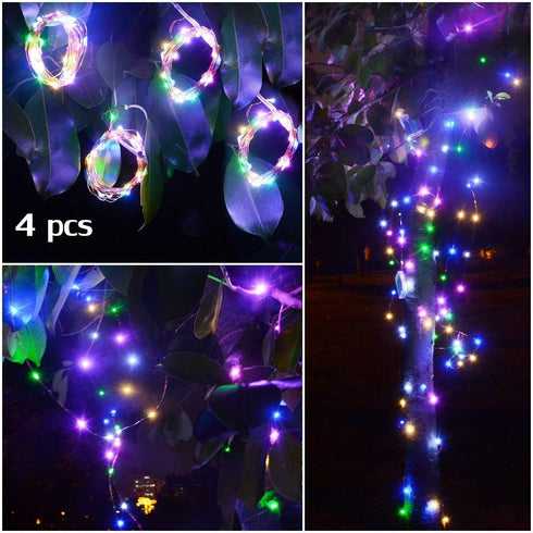 4-Pack 50 LEDs Multicolored Christmas Fairy Lights, Battery Operated Mini LED String Lights