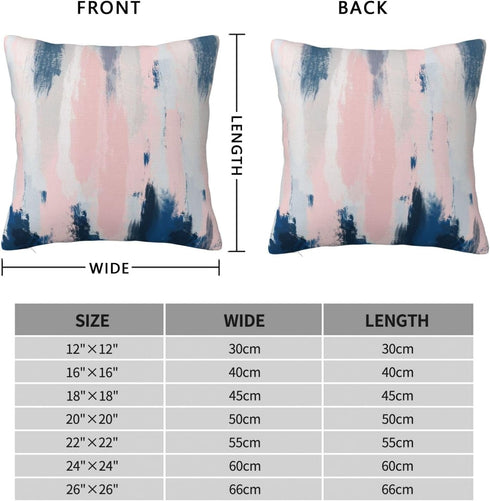 Nebra Abstract Blush and Blue Throw Pillow Covers, Cozy Square Pillowcases for Bed Couch Sofa Living Room Cushion Cover