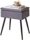 Aibiju Vanity Stool Chair Teddy Velvet with Storage, Grey Ottoman with Storage,