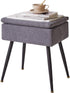 Aibiju Vanity Stool Chair Teddy Velvet with Storage, Grey Ottoman with Storage,