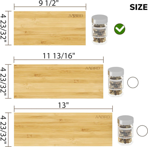 Mat,4 9.5'',Seasoning Kitchen,Cabinet,Drawers,Countertop AMBIRD Bamboo Spice Drawer Organizer with Non-slip Tier Jar
