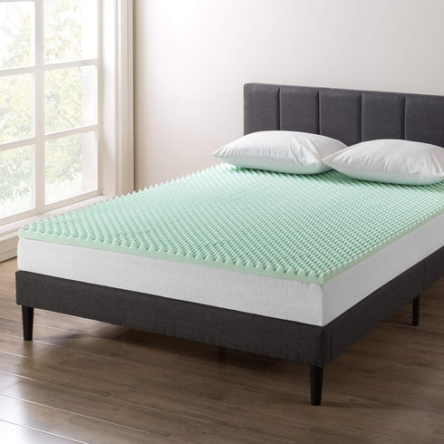 Best Price Mattress 2 Inch Egg Crate Memory Foam Topper with Aloe Infusion, CertiPUR-US Certified, Twin XL, Green