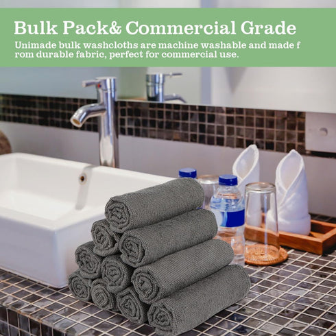 200 Pack (12" 12"), UNIMADE Washcloths Bulk - - Face Towels x Highly Soft Wash Cloth and Hand Towels, Fast Drying