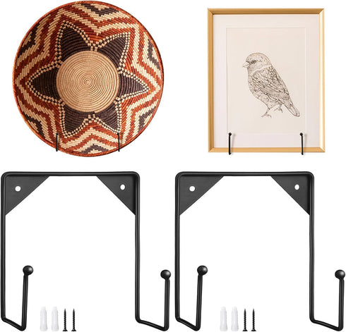 2 Pcs Large Wall Mounted Plate Stands for Display, 7.87 x 7.87 Inches Decorative Metal Holder Stand