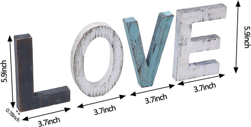 Wooden Letter LOVE Sign - Rustic Freestanding Table Top Decor for Wedding, Thanksgiving, Christmas