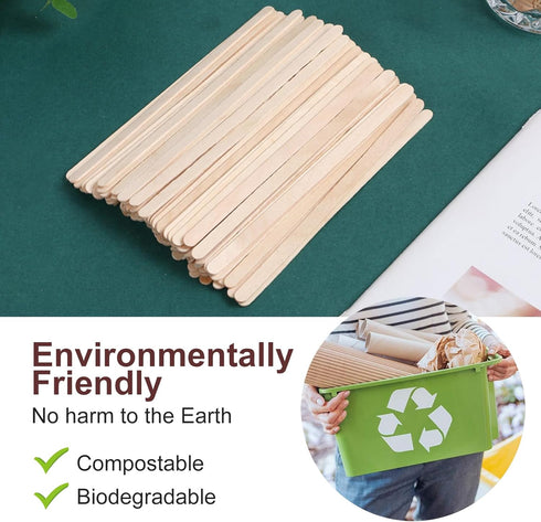 YANPROG 5.5" 100 Wooden Coffee Stirrers Coffee Stir Sticks Pcs, Natural Birch Round End Thick Birch Wood Eco-Friendly