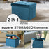 17x13x13in(Blue) LINMAGCO Storage Ottoman Folding Foot Stool Velvet Foot Rest with Padded Modern Ottoman with Storage