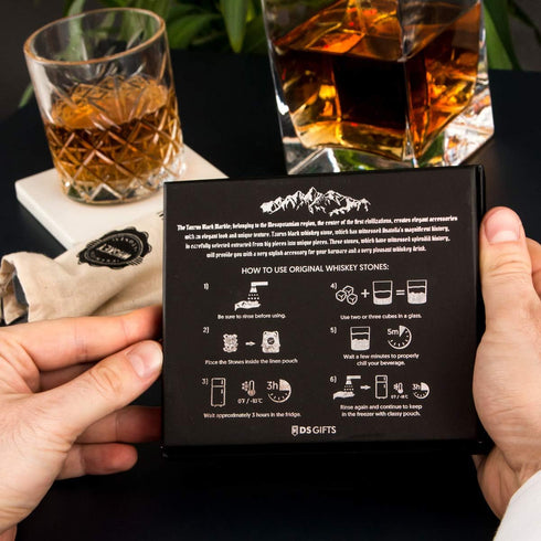 Premium Whiskey Stones Gift Set, 12 Pcs Marble Reusable Ice Cubes and Bag, Whiskey, Bourbon, Cognac, Scotch, Gin, Wine
