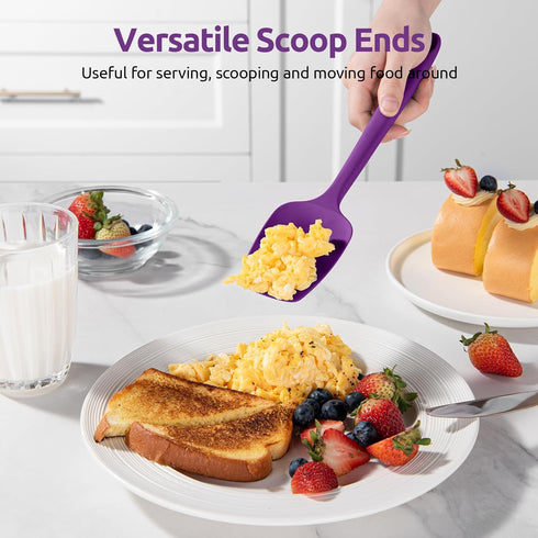 U-Taste 3-Piece Silicone Spoon Spatula Set, High Heat Resistant Kitchen Utensils for Nonstick Cookware (Purple)