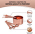 Copper Measuring Cups and Spoons - Stainless Steel 9 Pieces with 2 Rings