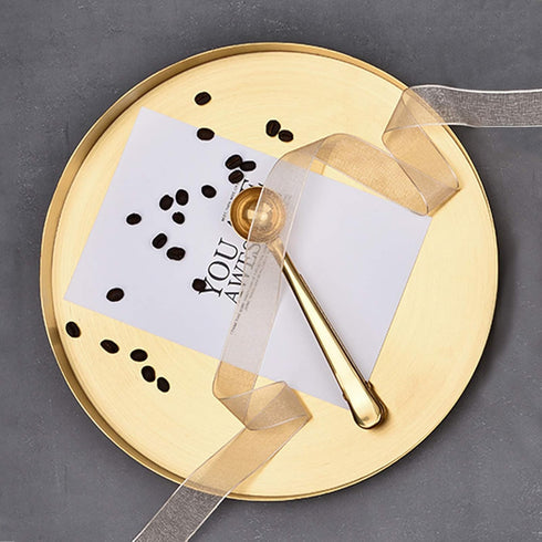 Jucoan 2 Pack 8 Inch Round Gold Tray, Decorative Small Vanity Tray for Bathroom Storage, Jewelry, Food, Candle