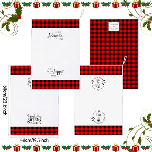 Honoson 4 Summer Pcs Buffalo Plaid Kitchen Towels Farmhouse Hand Tea Towels Absorbent Quick Dry Buffalo Check Kitchen