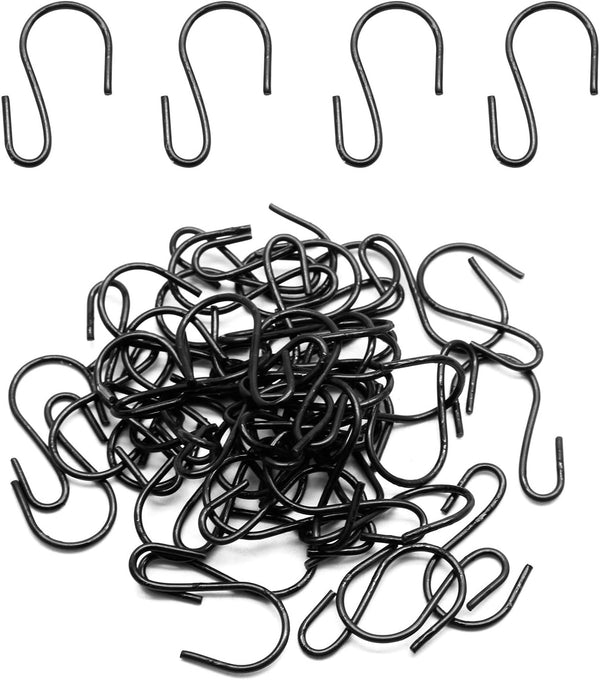 50PCS Mini S Shaped Hooks, 1 Inch Black Ornament Storage Hooks for Hanging Jewelry, Small Kitchenware, Potted Plants