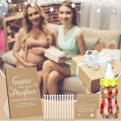 50 20 750 ml 400 Syhood Kraft Baby Shower Games Guess How Many Pacifiers Rustic Game Sign Small Guessing Games HB