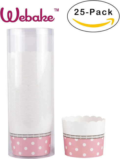 Webake Large Paper Baking Cups, 6oz Jumbo Cupcake Muffin Cases, Set of 25 Pink Liners for Valentine's Day