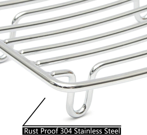 Bar Soap Dish Holder for Shower - Stainless Steel Rust Proof Self-Draining with White Soap Saver Pad