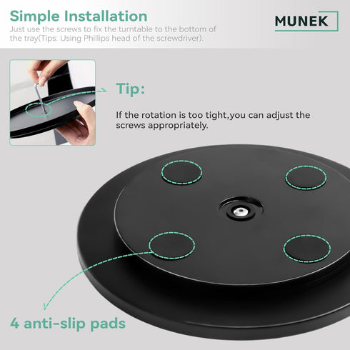 MUNEK 9" Organizer,2 Lazy Susan Tier Rotating Spice Rack Organization,Metal Lazy Susan for Table Top,Pantry, Bathroom