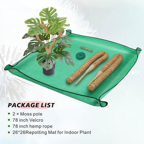 GUIDOT 2 Pack 28 Inch Moss Pole Monstera Plant Support with Repotting Mat, Plant Support Stakes, Plant Sticks Support