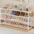 4 2 Closet 26Pairs, LUKYTOWER Extra Long Shoe Rack Tier Shoe Storage Organizer with Hooks, Wide Stackable Shoe