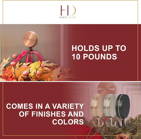 Haute Decor Attract Magnetic Wreath Hanger (Copper) - Set of 2 Magnets for Metal Doors/Surfaces, Holds 10 lbs.