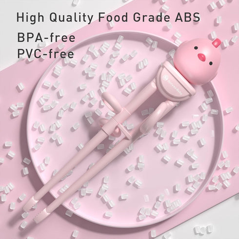Training Chopsticks for Kids - Anti-dislocation Buckle Design, Harmless Material, Includes Portable Box (Pink)
