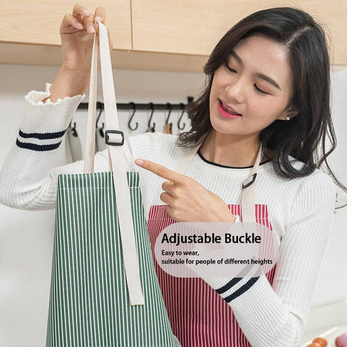 V-shine Women Kitchen Apron with Adjustable Neck and Hand Wipe Pockets for Cooking Baking