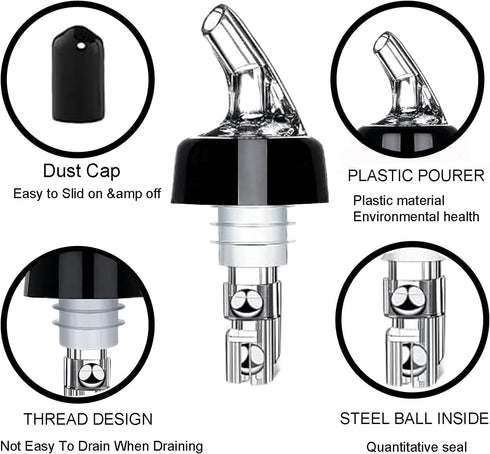 '-1 oz 30 mL) Set 6,Pour Automatic Measured Bottle Pourer (about of Spouts for Liquor Bottles with Dust Caps,Measure