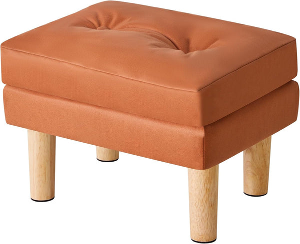 YMYNY Small Footstool Ottoman, Faux Leather Footrest with Sponge Padded Seat, Step