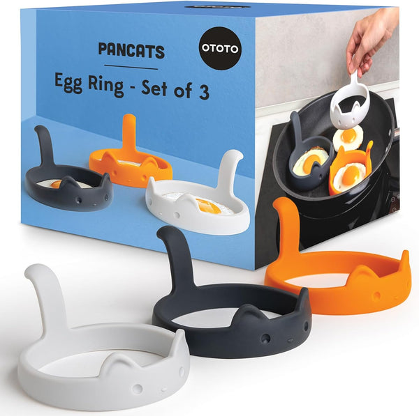 OTOTO PanCats Egg Ring Set of 3 - Silicone Egg Rings for