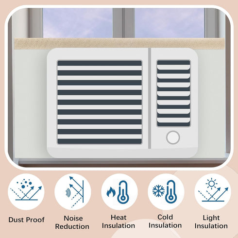 Pangda 4 Pcs Insulated Foam Panels Kit for Window Air Conditioner, 17 x 9 x 7/8 Inch, White with Top Seal Strip