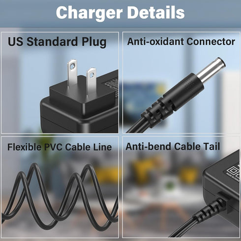 24V Charger Cord for Geek Aire CF1 CF1SE CF2 Rechargeable Outdoor High Velocity Camping Fan, 12'' 16''