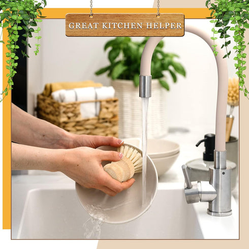 12 Pcs Bamboo Dish Brush, Wooden Scrubber Sisal Bristle Kitchen Wood Brushes for Cleaning Mini Dish Scrubber for Food