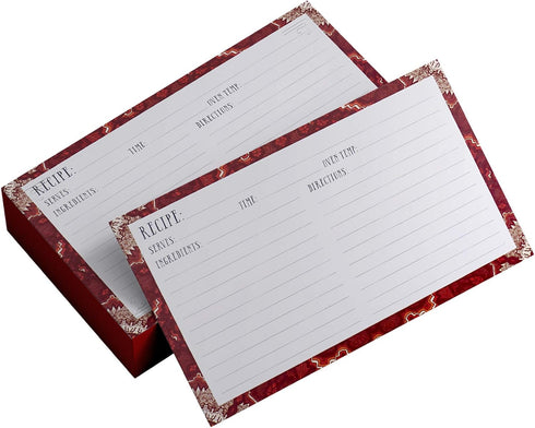 Ring Binder Depot Recipe Cards Lined with Maroon and White Design 4 x 6 Inch on Premium Thick Card Stock (Pack of 50)