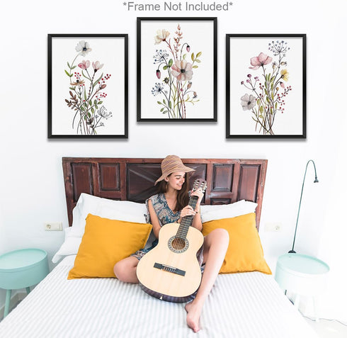 Gubrandin 3PCS (8x10 inchUnframed), Wildflower Nursery Decor Boho Nursery Wall Art Prints Artwork Paintings for Home