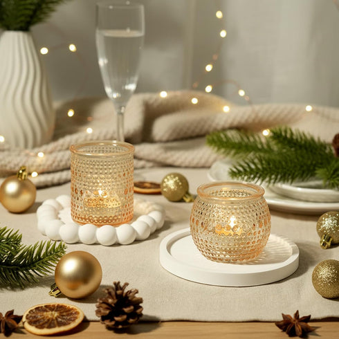 36 Packs 2x2.5inchs Votive Candle Holders for Valentine's Day, Gold Tea Light Candle Holders Glass, Votives Candle