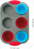 Boxiki Kitchen Non-Stick Steel Muffin Pan, 6 Cup with Silicone Handles and Reusable Liners