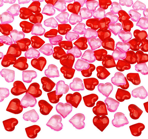 Fangoo 110 Pieces Red Pink Acrylic Heart Gems, Valentine's Day Decor Heart Rocks for DIY Crafts Engagement