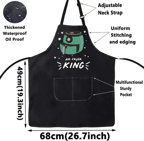 BWWKTOP Adjustable Air Fryer Oven Apron with Pockets, Gifts for Air Fryer Lovers & Chefs, Air Fryer King