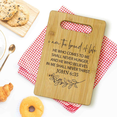 I Am the Bread of Life Cutting Boards, Christian Gifts for Women, Bible Verse Bamboo Cutting Board