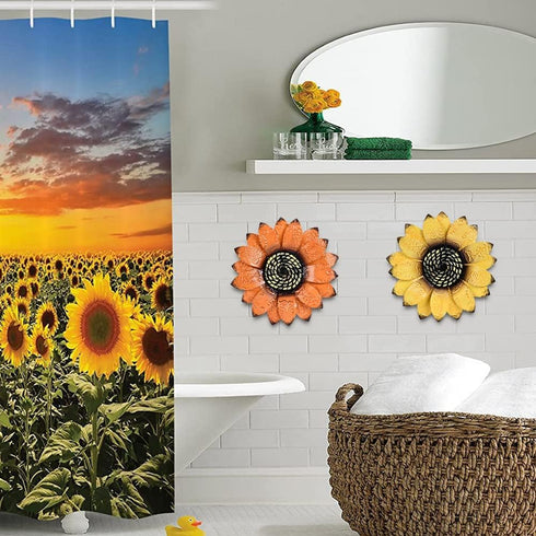 YEAHOME Sunflower Wall Decor - 9 inch Metal Flower Art Decorations, Set of 3 Handmade Hanging for Home, Indoor or