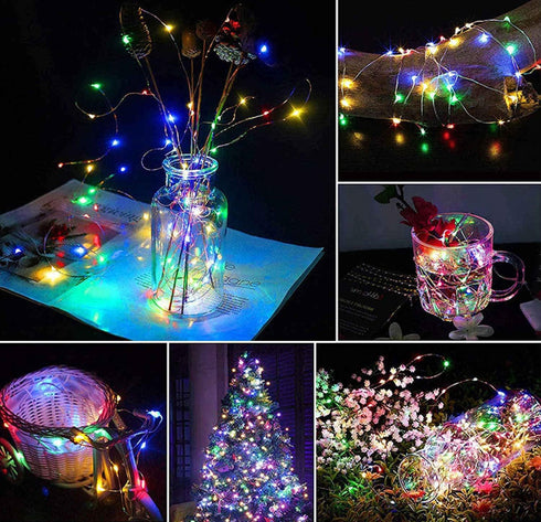 2 Pack 100 Fairy Lights Battery Operated String Lights LED Waterproof Copper Wire Twinkle Christmas Light with Timer