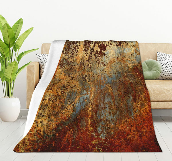 HGOD DESIGNS Brown Rust Colorful Metal Rusty Steel Blanket, Soft Comfortable Throw Blanket for Sofa, Chair, Bed, Office