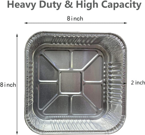 10pack- 8 x 8 Aluminum Foil Pans, Disposable Heavy Duty Square Baking Cake Pans for Homemade Breads