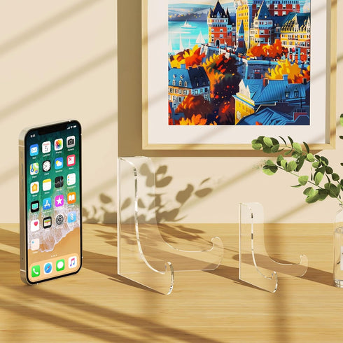 5 Pack Acrylic Display Stand, Clear Easel Holder for Card, Frame, Picture, Magazine, Book, CD, Phone (Small/3 Inch)