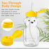 32 Pack Cups(6oz) Thenshop Honey Bear Bottle with Straws Empty Plastic Cup Honey Jar Containers Bear Shaped Squeeze