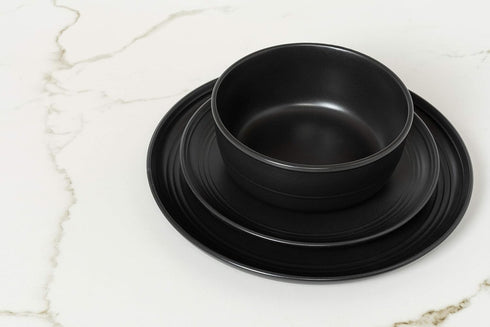 6.25"/24 oz Set 6, Double Line Cereal Bowl, of Matte Black