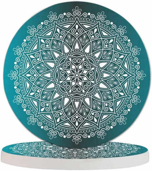 Pznen Mandala Pattern Coasters for Drinks Office Coffee Table Black and White Doodles