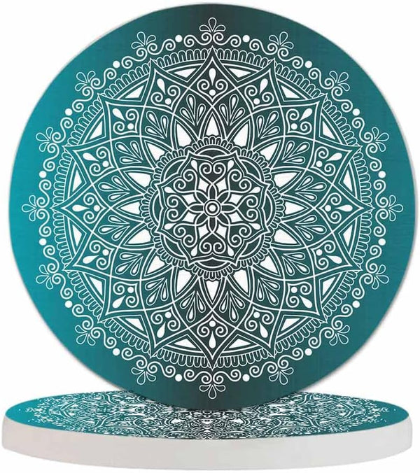 Pznen Mandala Pattern Coasters for Drinks Office Coffee Table Black and White Doodles