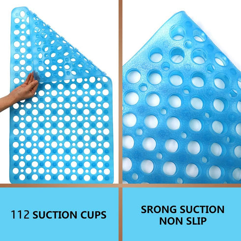 Non-Slip Bath Mat for Tub, 30 x 17 Inch Machine Washable Shower Mat with Suction Cups, Quick Drain Bathtub Mat for