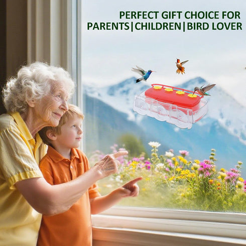 Window Hummingbird Feeder with Strong Suction Cup, Plastic Feeders for Outdoors, Easy to Clean and Refill